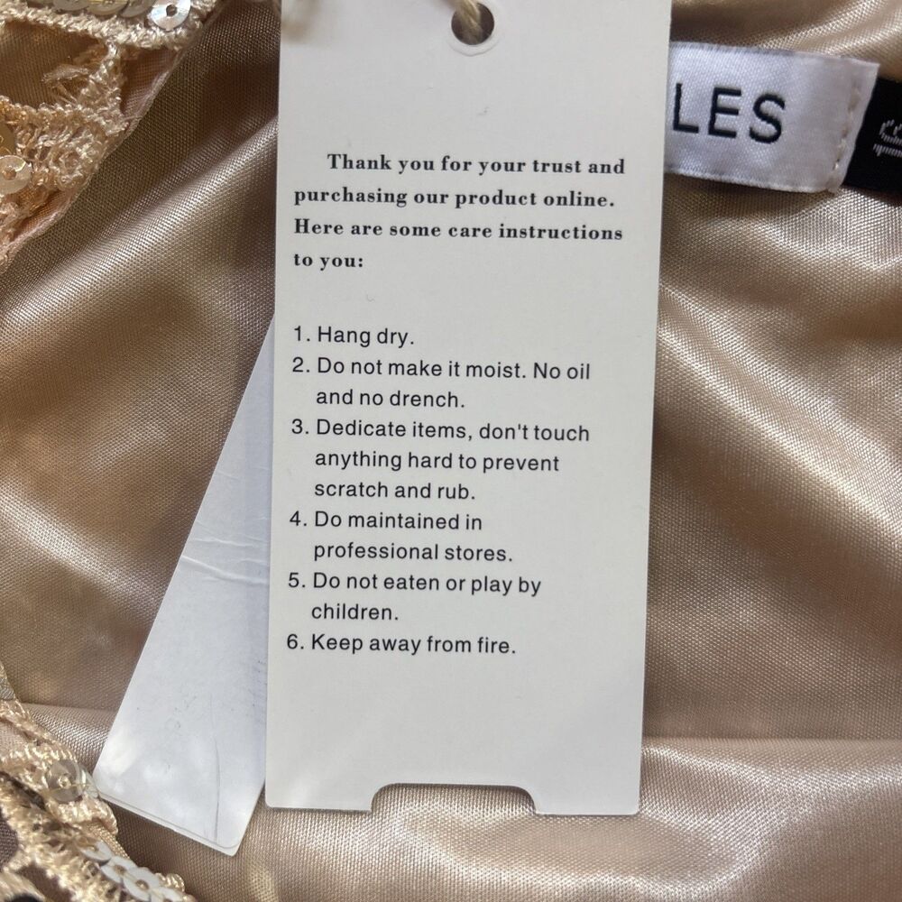 Dear'gles Women's Cocktail Mini Sequin Gold Night Out shimmer Dress Size 16 - Picture 11 of 16
